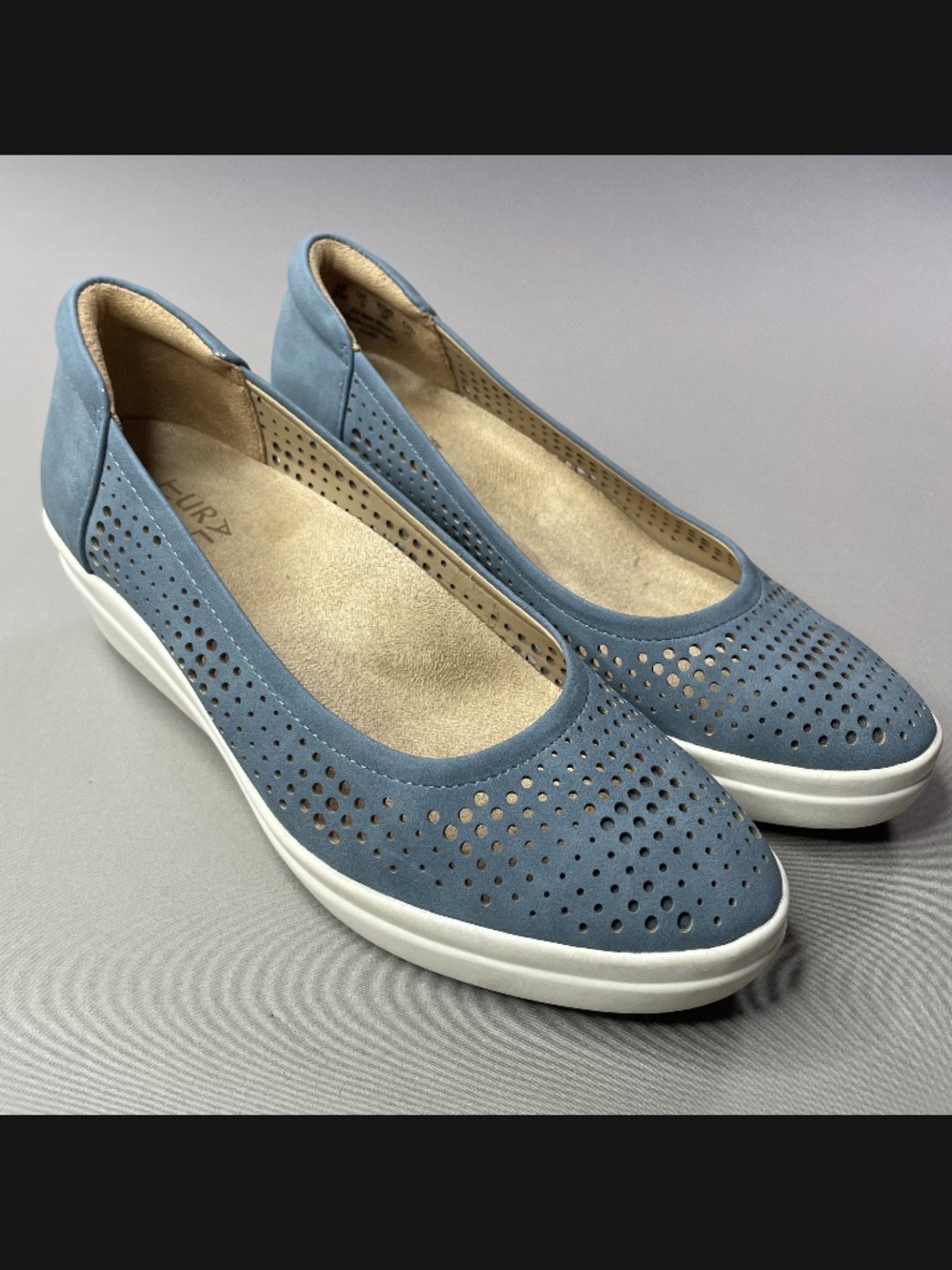 Naturalizer Shoes Womens 6 blue white suede leather sam 2 wedge heels summer